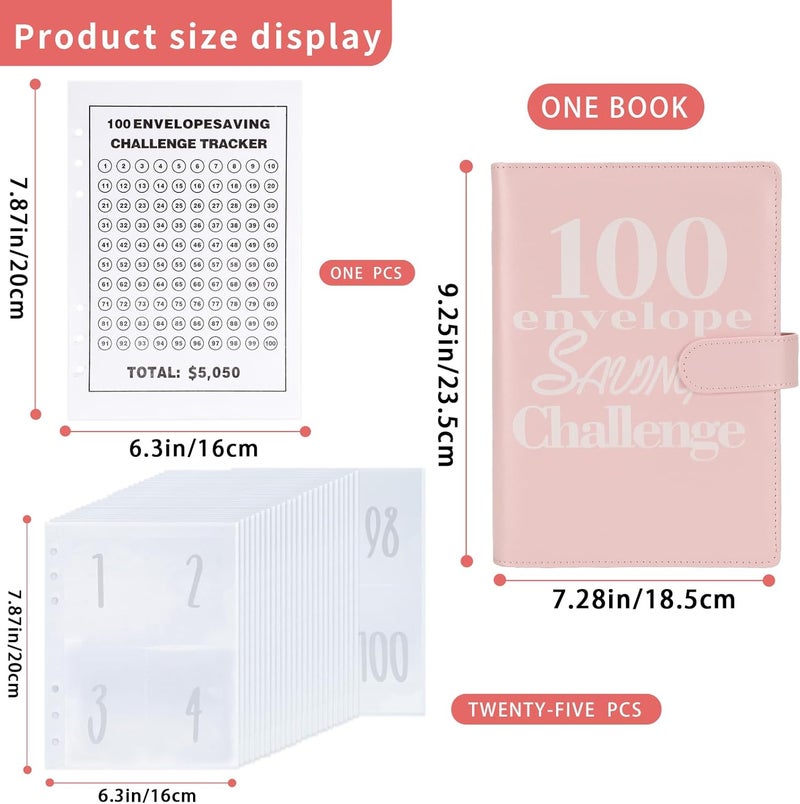 NICOOTH 100 Envelopes Money Saving Binder A5 Savings Challenge Book Easy and Fun Way to Save $5050 - Image 2